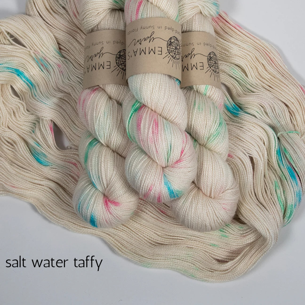 Emma's Yarn Practically Perfect Sock , super silky fingering merino nylon yarn, salt water taffy