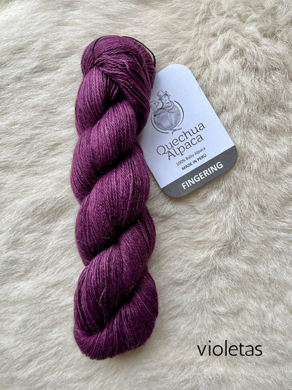 quechua alpaca fingering yarn violetas