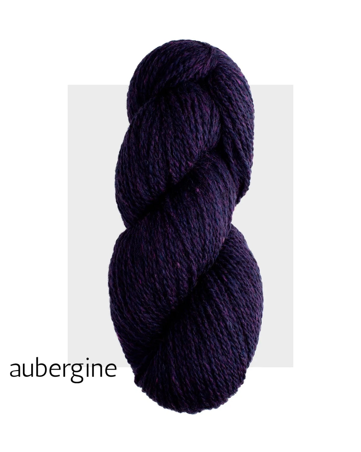 Highland by Harrisville worsted weight yarn in shade aubergine. 