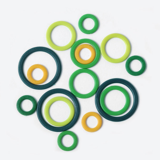 Knitter's Pride Stitch Ring Markers (green and yellow)