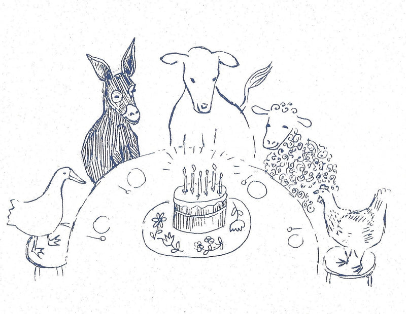 Farm friends with cake