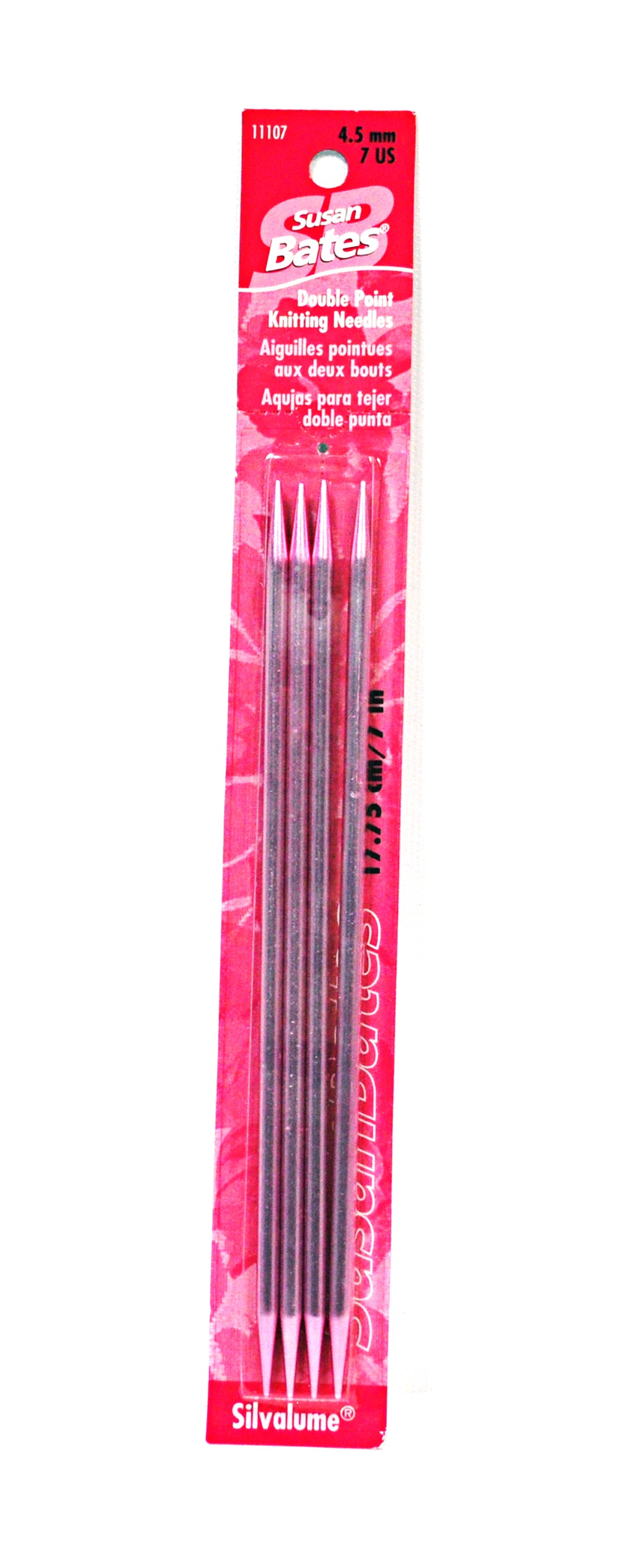 Pink Metal Knitting Needles, Size 7, 4.5 Mm, Steel Knitting Pins